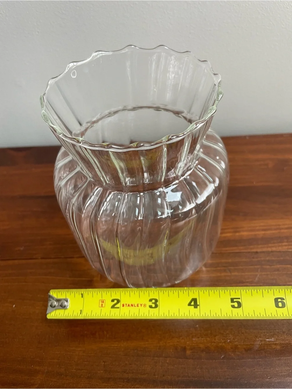 Clear Glass Ribbed Vase